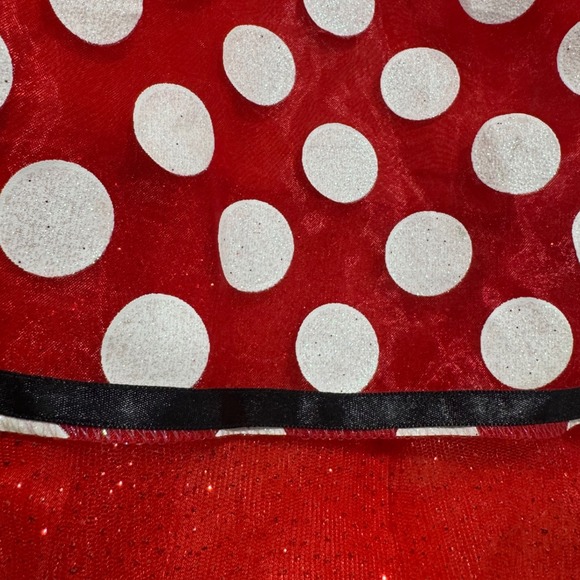 Disney Minnie‎ Mouse Girls Dress Costume Red Polka Dot Bow Halloween - Picture 9 of 10